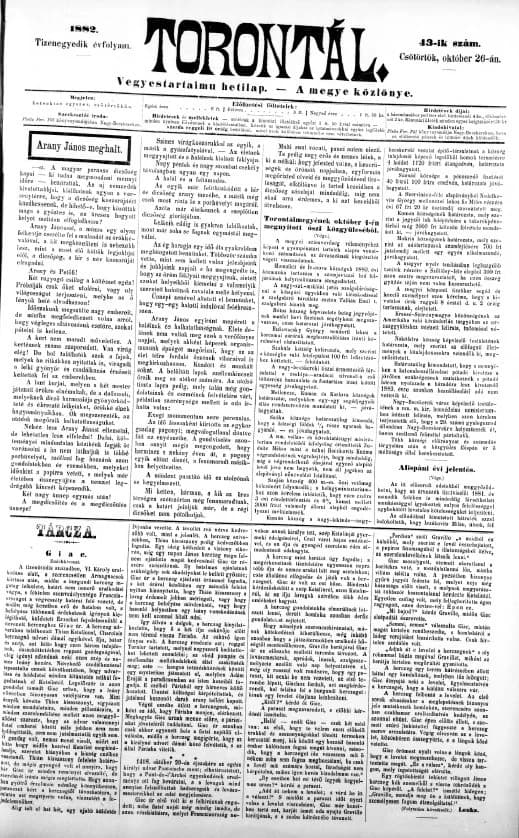 Torontál, 11. évf. 1882. október 26. 43. sz.