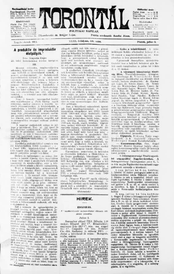 Torontál, 43. évf. 1914. július 3. 148. sz.