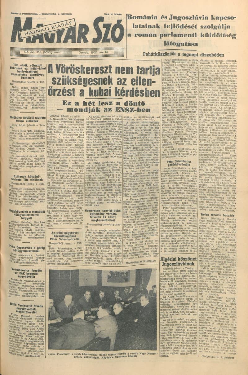 Magyar Szó, 19. évf. 1962. november 14. 315. sz. 1–14. oldal
