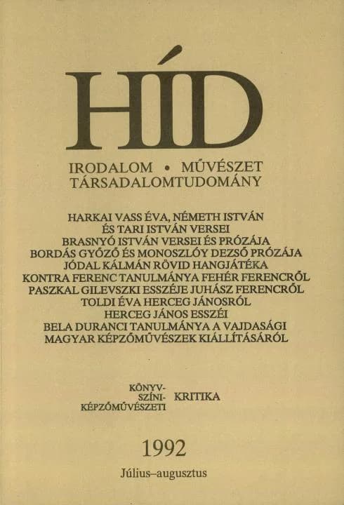 Híd, 56. évf. 1992. július – augusztus. 7–8. sz. 525–636. oldal