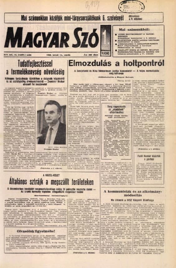 Magyar Szó, 45. évf. 1988. január 13. 11. sz. 1–16. oldal