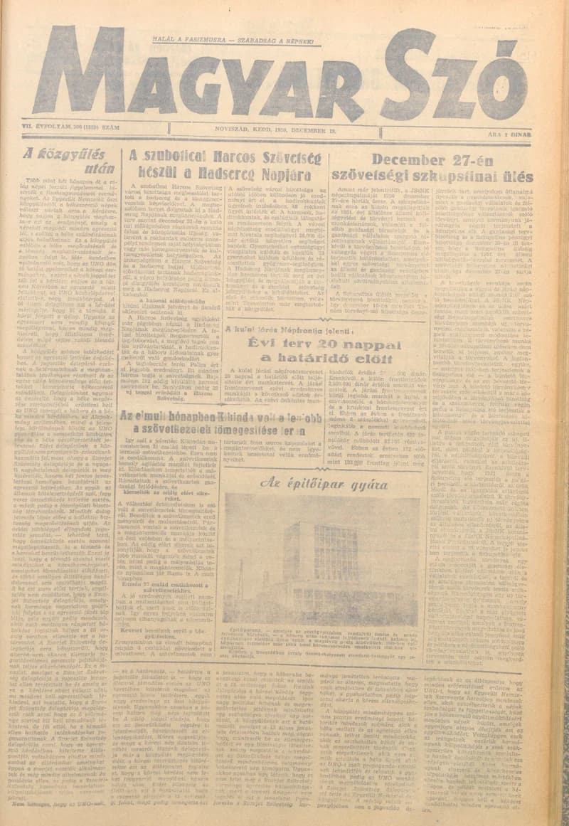 Magyar Szó, 7. évf. 1950. december 19. 300. sz. 1–4. oldal