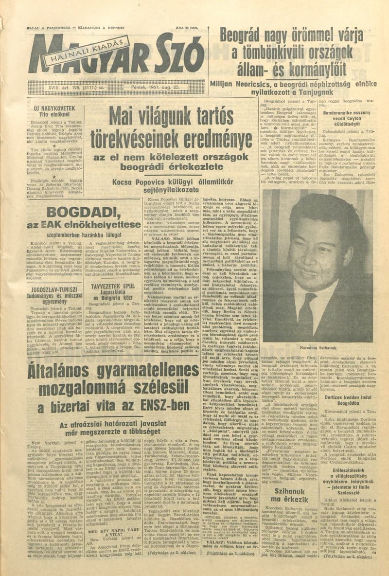 Magyar Szó, 18. évf. 1961. augusztus 25. 198. sz. 1–12. oldal