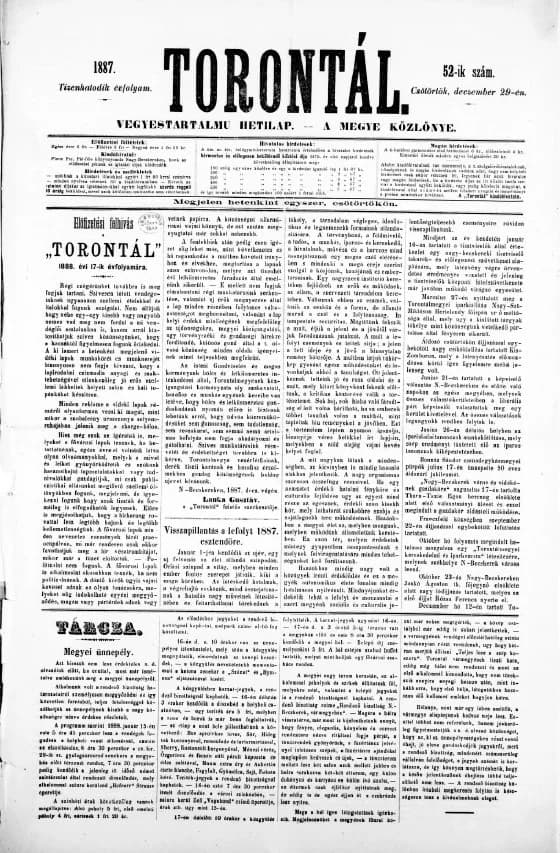 Torontál, 16. évf. 1887. december 29. 52. sz.