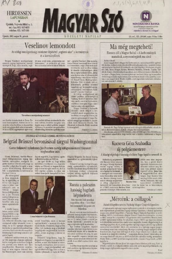 Magyar Szó, 60. évf. 2003. május 30. 126. sz. 1–16. oldal