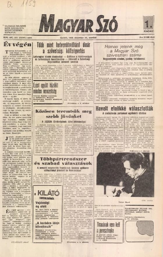 Magyar Szó, 46. évf. 1989. december 30. 357. sz. 1–28. oldal