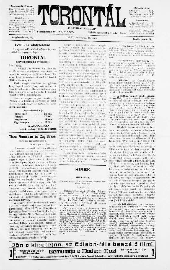 Torontál, 43. évf. 1914. január 20. 15. sz.