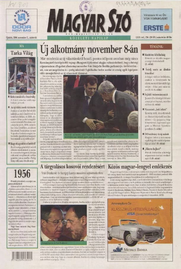 Magyar Szó, 63. évf. 2006. november 2. 256. sz. 1–20. oldal