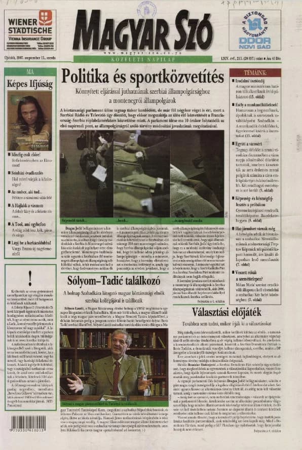 Magyar Szó, 64. évf. 2007. szeptember 12. 213. sz. 1–20. oldal