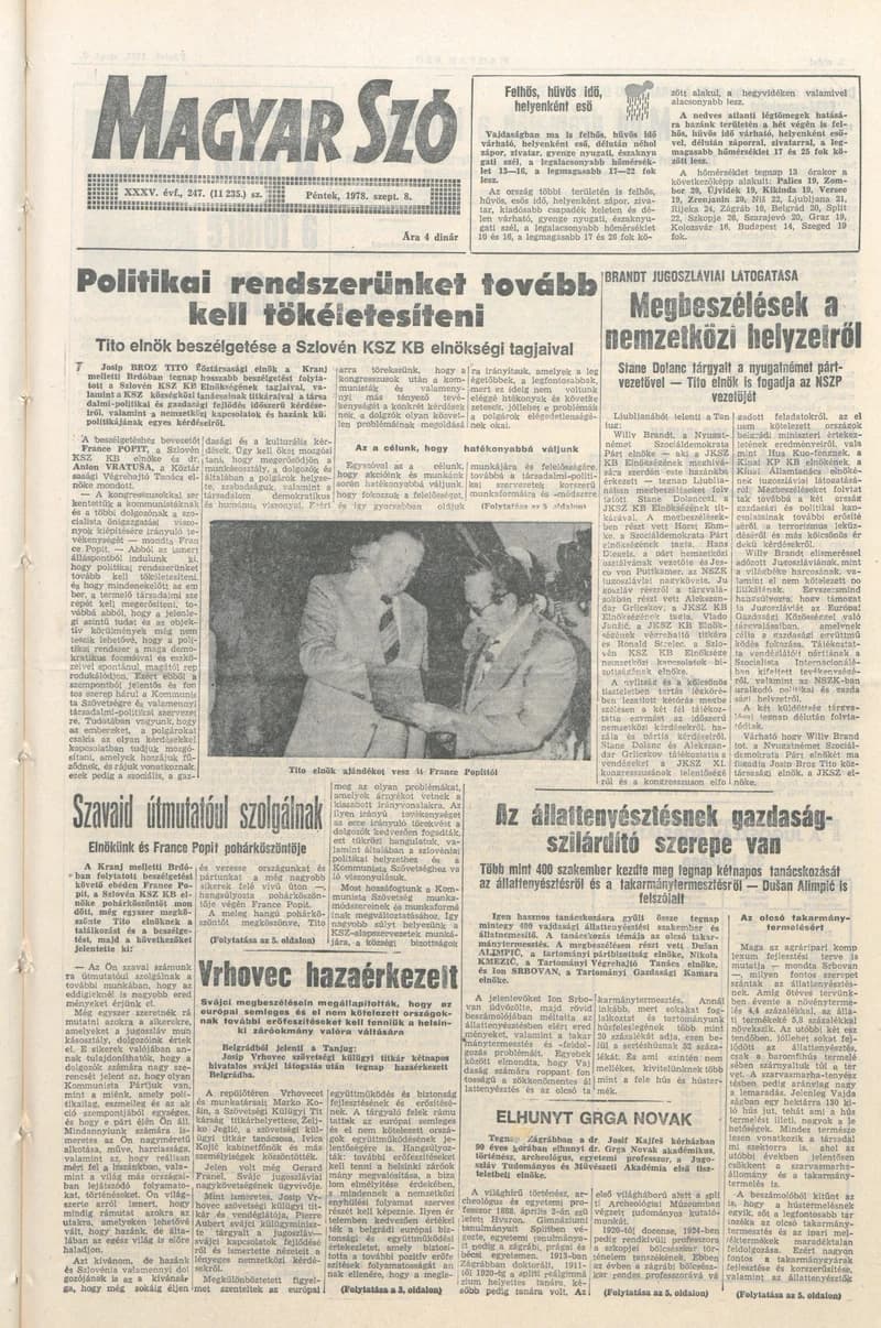 Magyar Szó, 35. évf. 1978. szeptember 8. 247. sz. 1–32. oldal