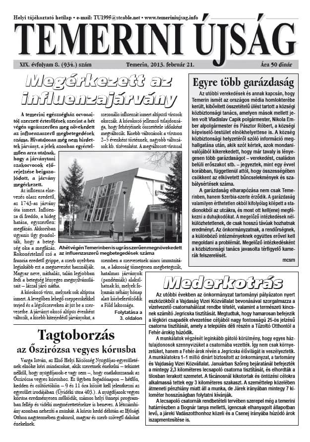 Temerini Újság, 19. évf. 2013. február 21. 8. sz.