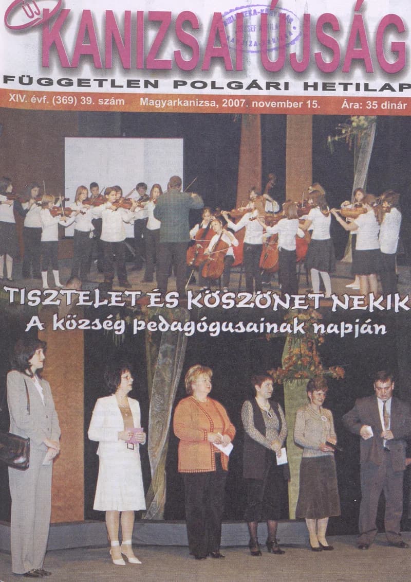 Új Kanizsai Újság, 14. évf. 2007. november 15. 39. sz.