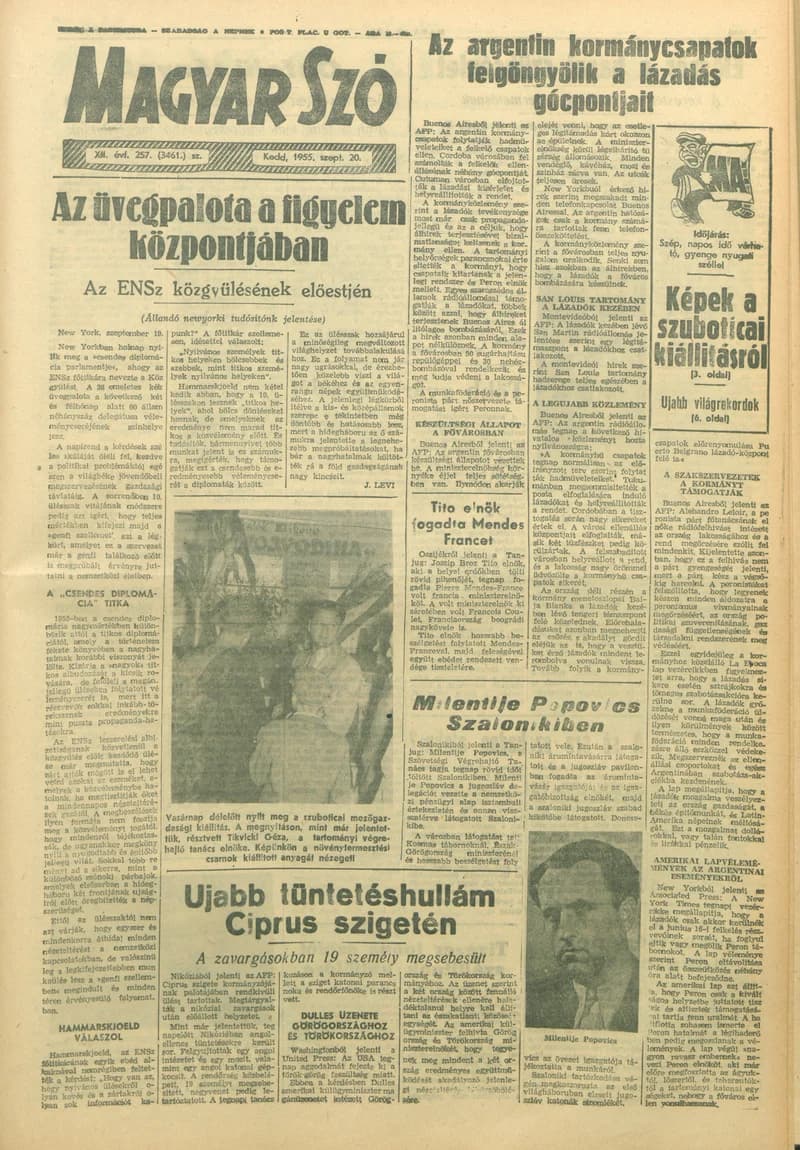 Magyar Szó, 12. évf. 1955. szeptember 20. 257. sz. 1–8. oldal