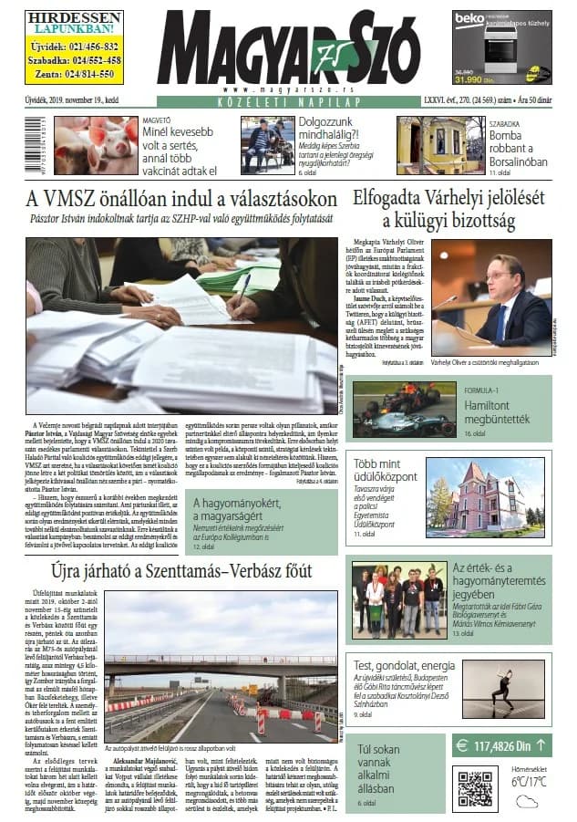 Magyar Szó, 76. évf. 2019. november 19. 270. sz. 1–20. oldal