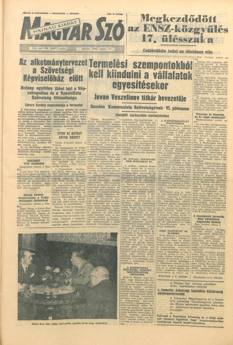 Magyar Szó, 19. évf. 1962. szeptember 19. 259. sz. 1–12. oldal