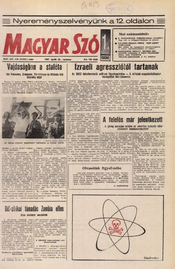 Magyar Szó, 44. évf. 1987. április 26. 114. sz. 1–32. oldal
