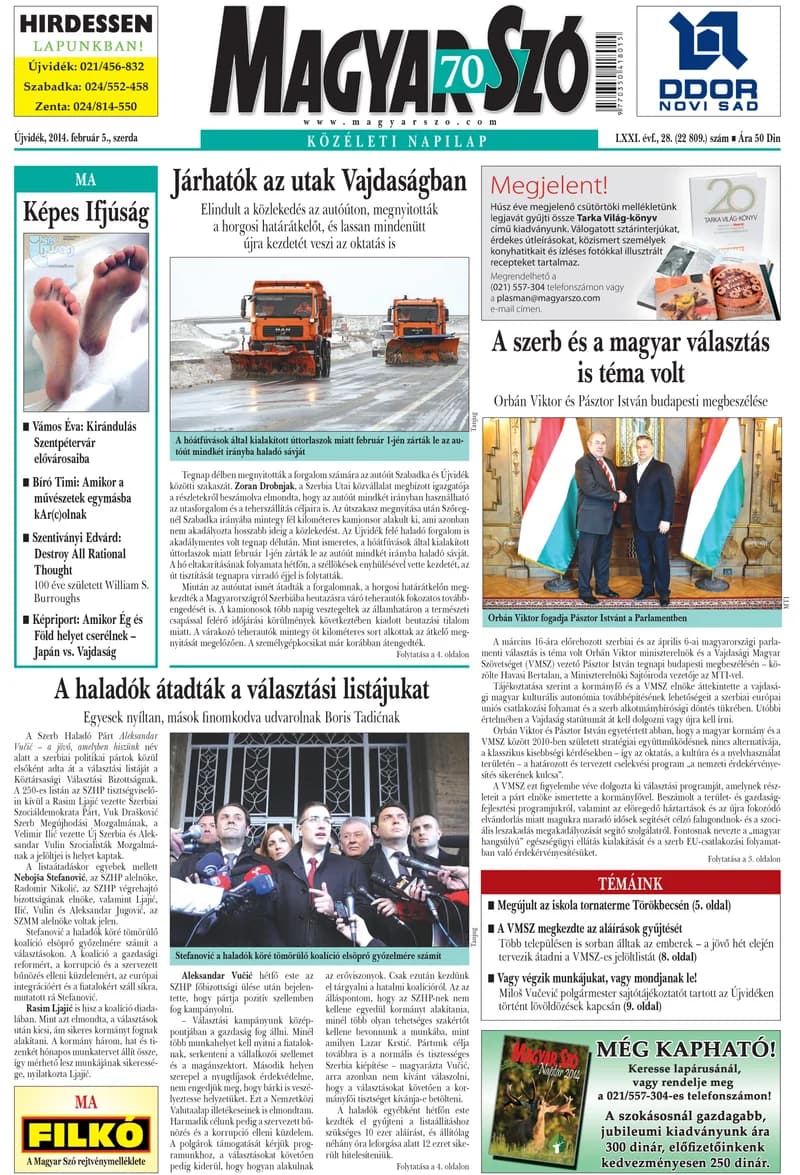 Magyar Szó, 71. évf. 2014. február 5. 28. sz. 1–20. oldal