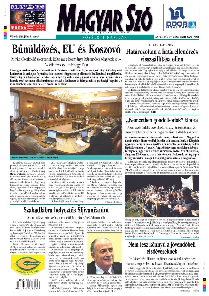 Magyar Szó, 68. évf. 2011. július 20. 156. sz.