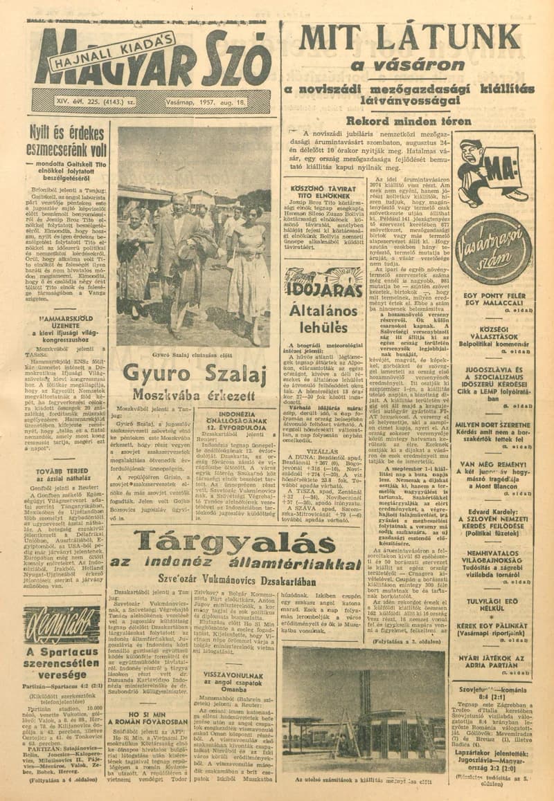 Magyar Szó, 14. évf. 1957. augusztus 18. 225. sz. 1–18. oldal