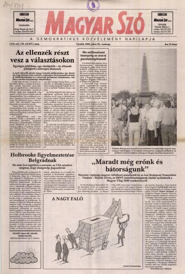Magyar Szó, 57. évf. 2000. július 30. 178. sz. 1–24. oldal