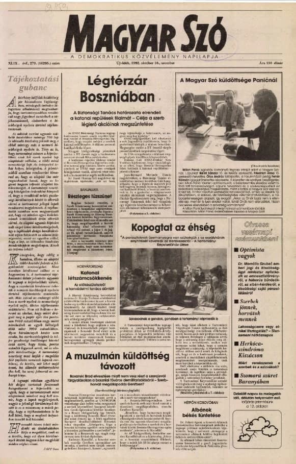 Magyar Szó, 49. évf. 1992. október 10. 279. sz. 1–20. oldal