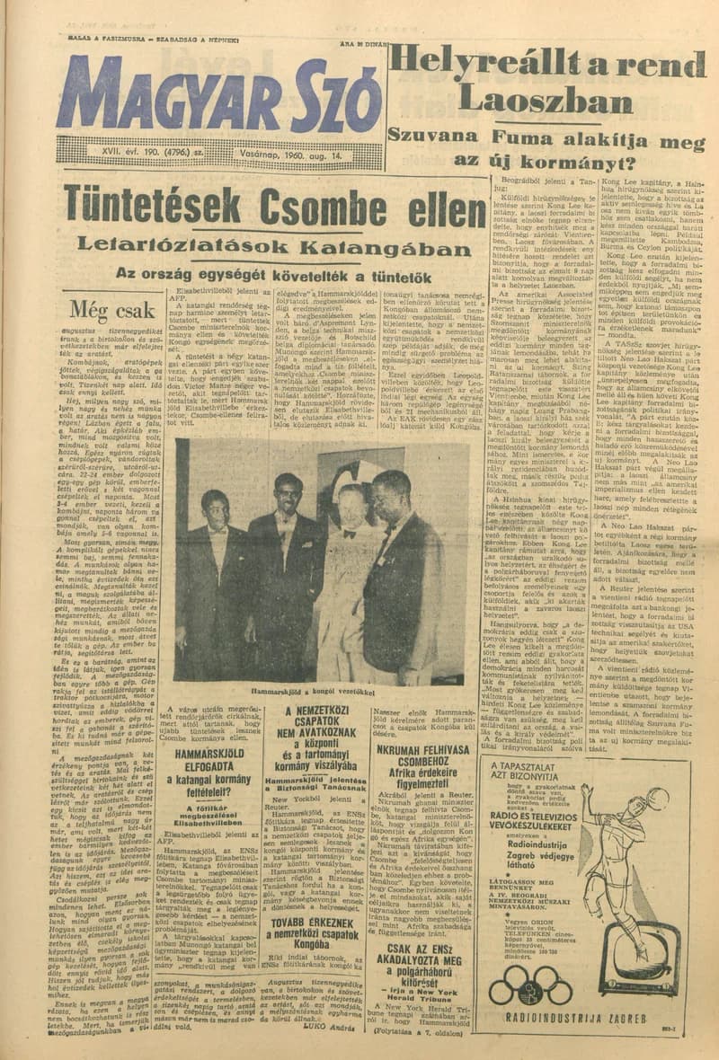 Magyar Szó, 17. évf. 1960. augusztus 14. 190. sz. 1–32. oldal