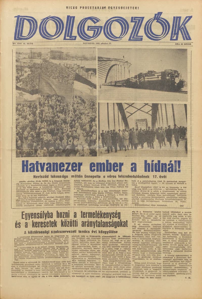 Dolgozók, 15. évf. 1961. október 27. 44. sz.