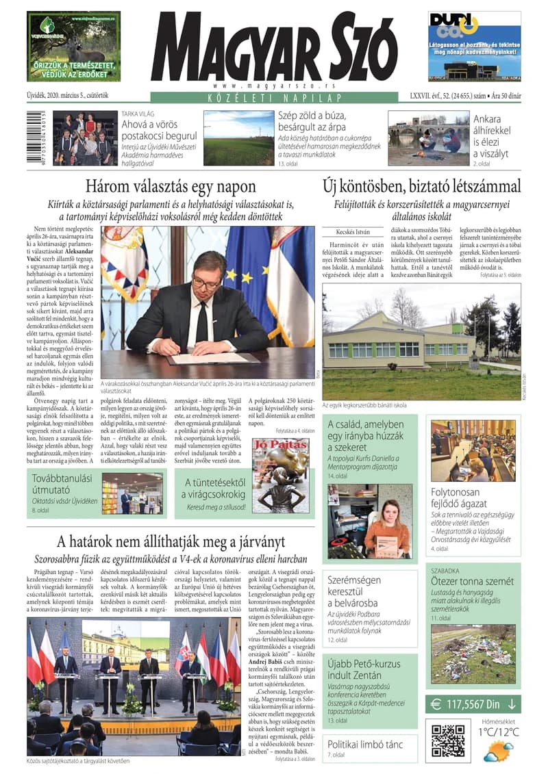 Magyar Szó, 77. évf. 2020. március 5. 52. sz. 1–20. oldal