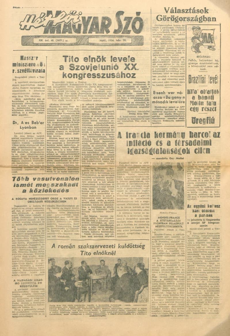 Magyar Szó, 13. évf. 1956. február 20. 48. sz. 1–6. oldal