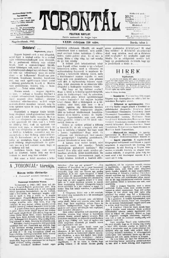 Torontál, 34. évf. 1905. július 5. 150. sz.