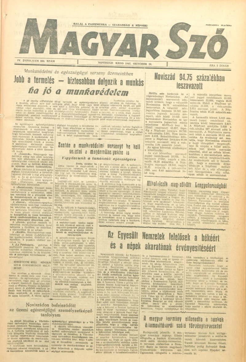 Magyar Szó, 4. évf. 1947. október 28. 264. sz. 1–6. oldal