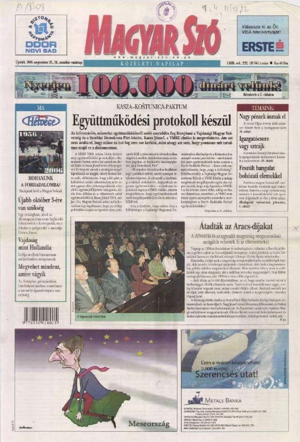 Magyar Szó, 63. évf. 2006. szeptember 23. – 24. 222. sz. 1–28. oldal