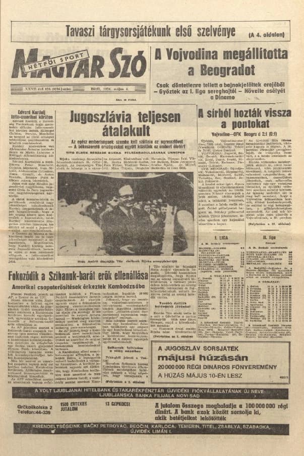 Magyar Szó, 27. évf. 1970. május 4. 120. sz. 1–16. oldal