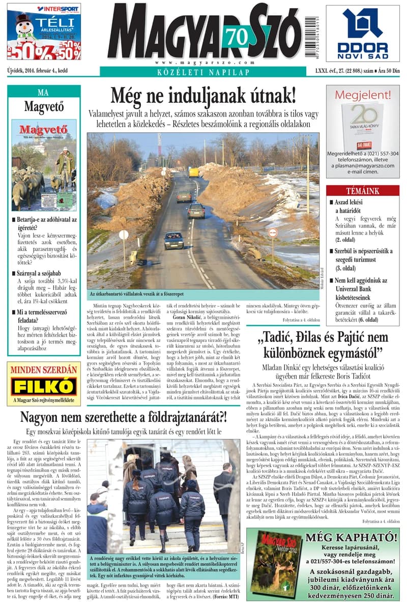 Magyar Szó, 71. évf. 2014. február 4. 27. sz. 1–20. oldal