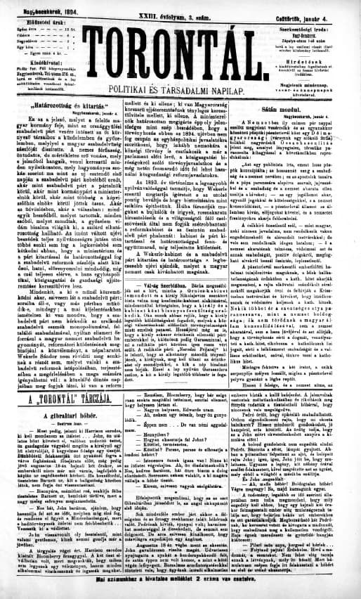 Torontál, 23. évf. 1894. január 4. 3. sz.