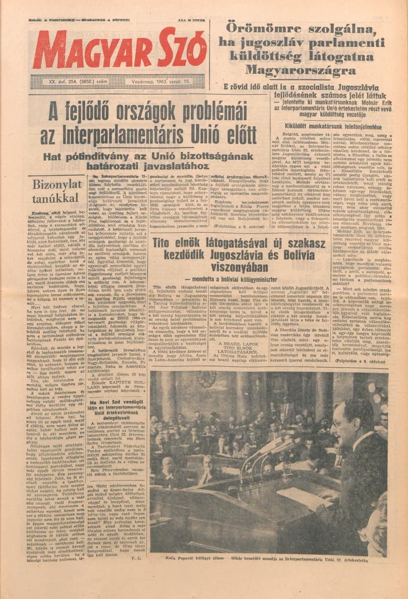 Magyar Szó, 20. évf. 1963. szeptember 15. 254. sz. 1–24. oldal