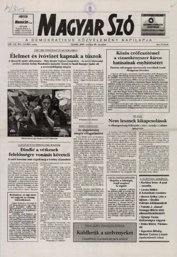 Magyar Szó, 59. évf. 2002. október 26. 254. sz. 1–16. oldal