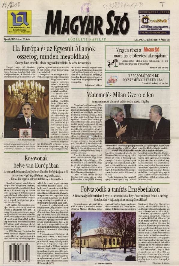 Magyar Szó, 62. évf. 2005. február 22. 43. sz. 1–20. oldal