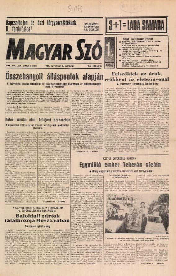 Magyar Szó, 44. évf. 1987. november 5. 305. sz. 1–16. oldal