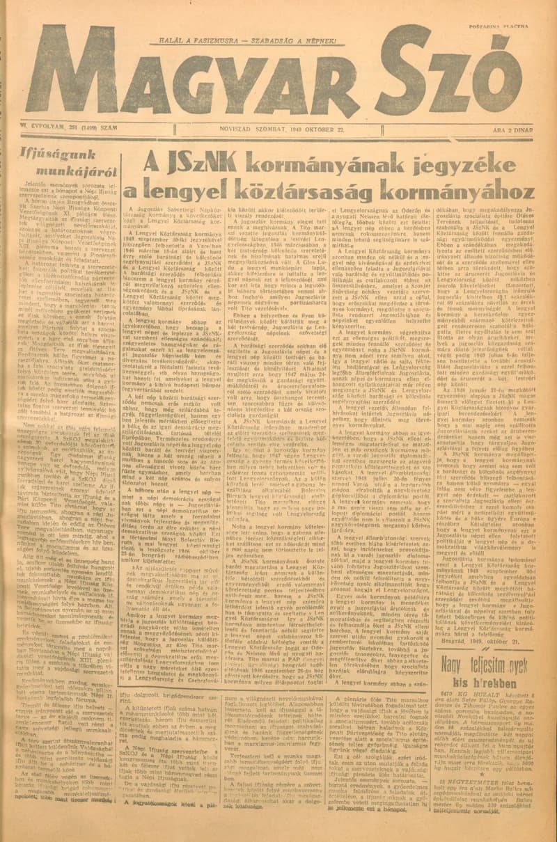 Magyar Szó, 6. évf. 1949. október 22. 251. sz. 1–4. oldal