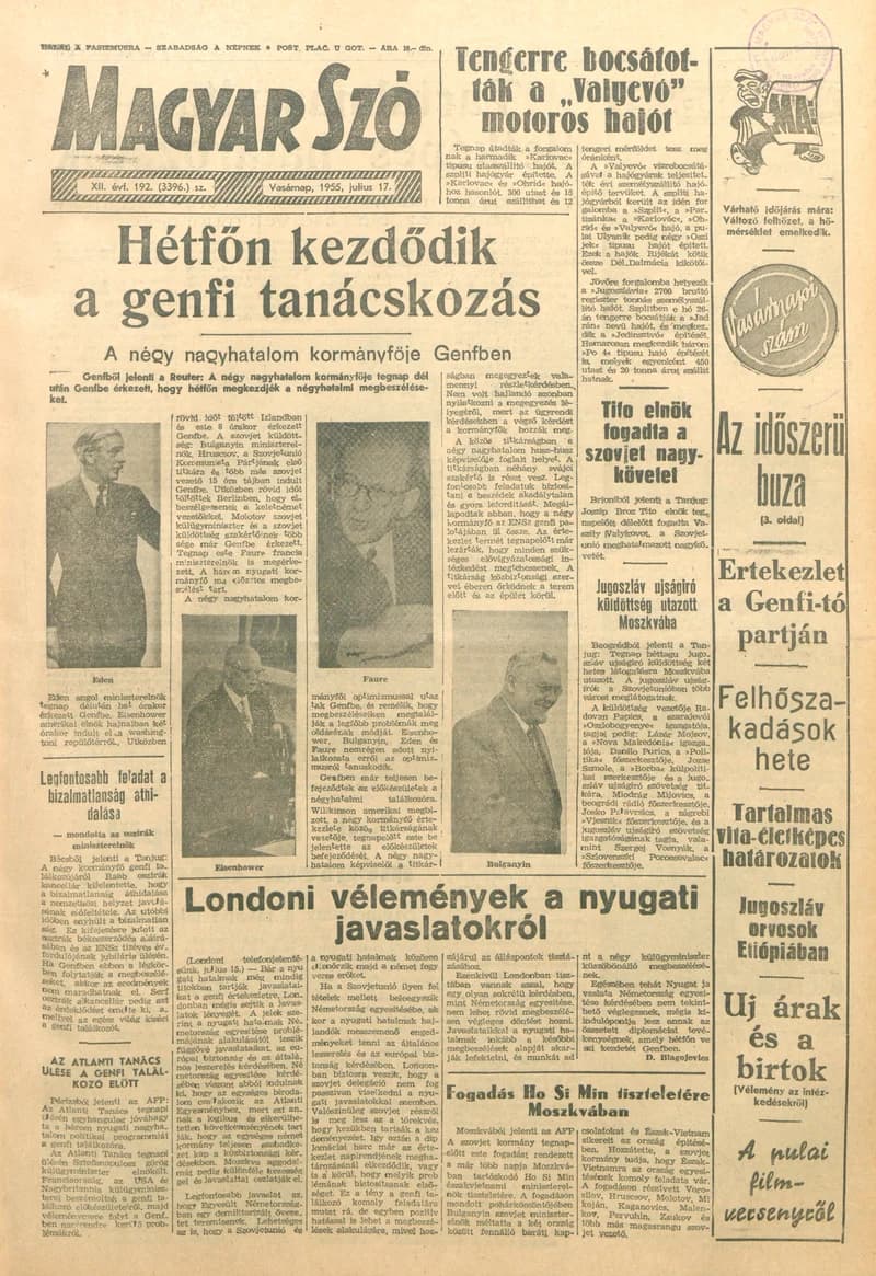 Magyar Szó, 12. évf. 1955. július 17. 192. sz. 1–6. oldal