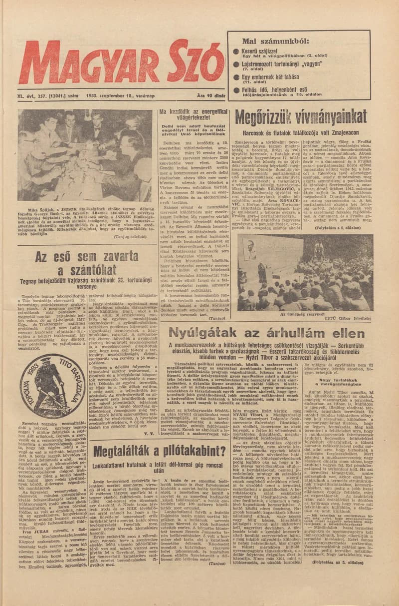 Magyar Szó, 40. évf. 1983. szeptember 18. 257. sz.