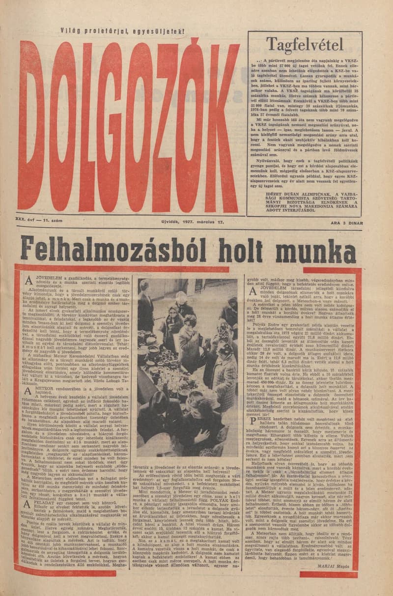 Dolgozók, 31. évf. 1977. március 17. 11. sz.