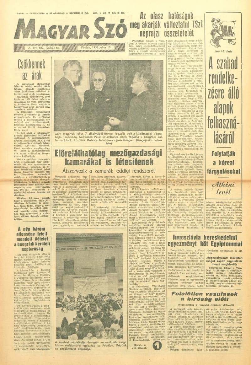 Magyar Szó, 10. évf. 1953. július 10. 187. sz. 1–8. oldal