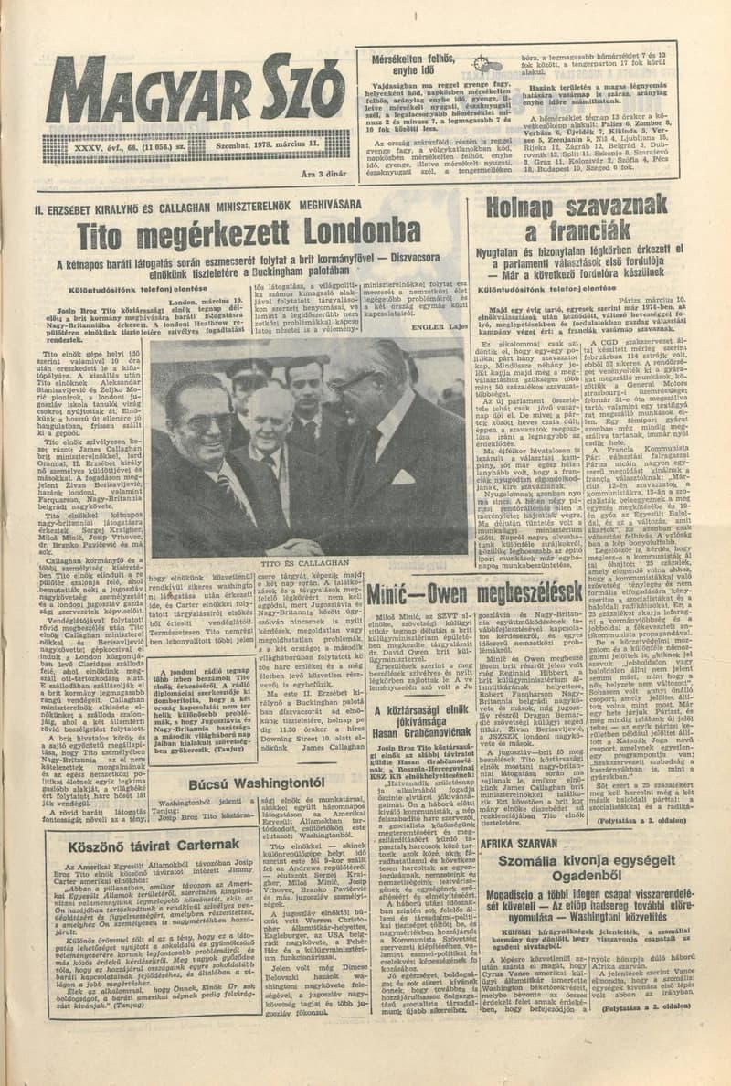 Magyar Szó, 35. évf. 1978. március 11. 68. sz. 1–20. oldal