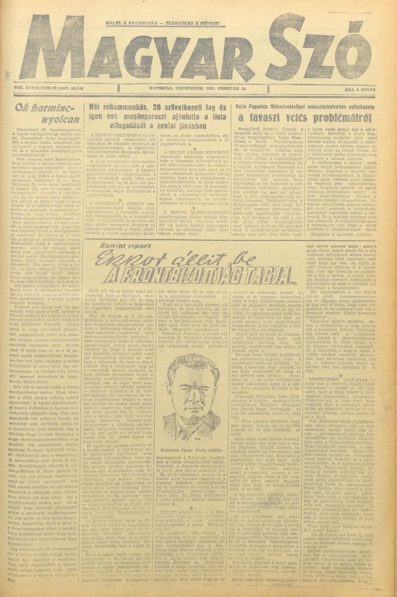 Magyar Szó, 8. évf. 1951. február 15. 38. sz. 1–4. oldal