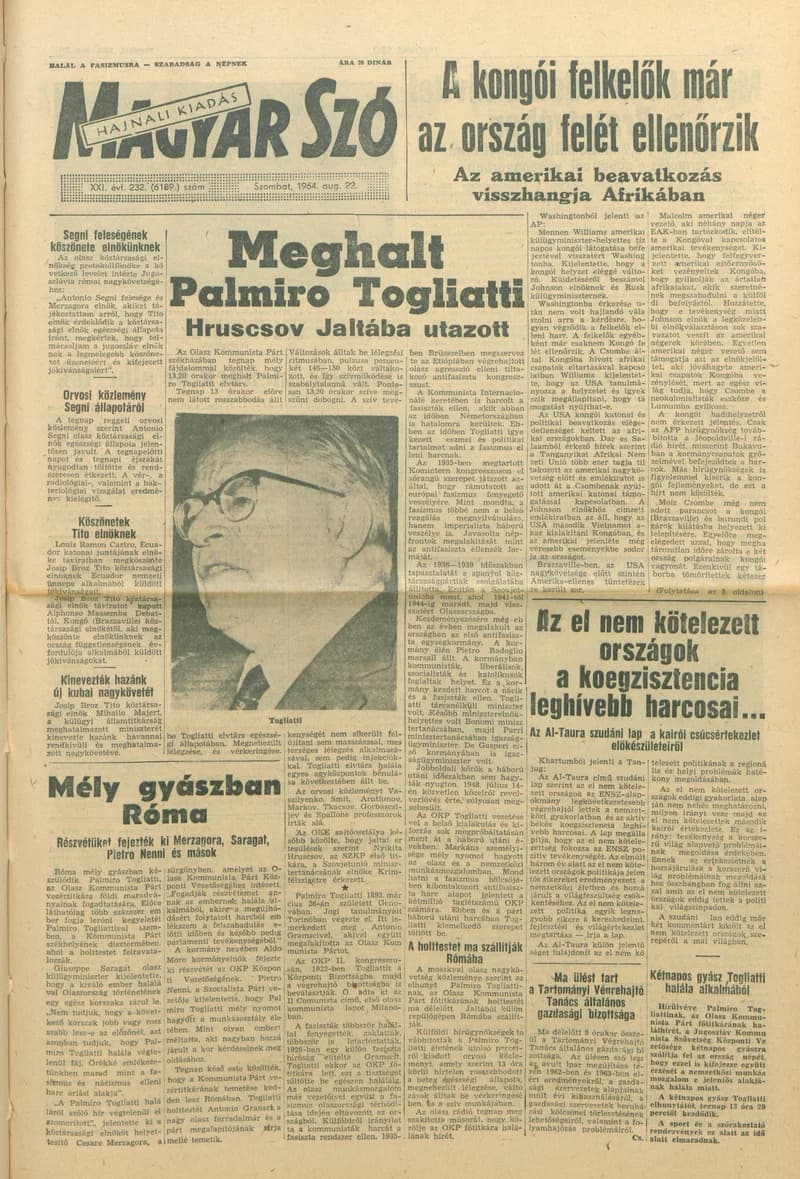 Magyar Szó, 21. évf. 1964. augusztus 22. 232. sz. 1–12. oldal