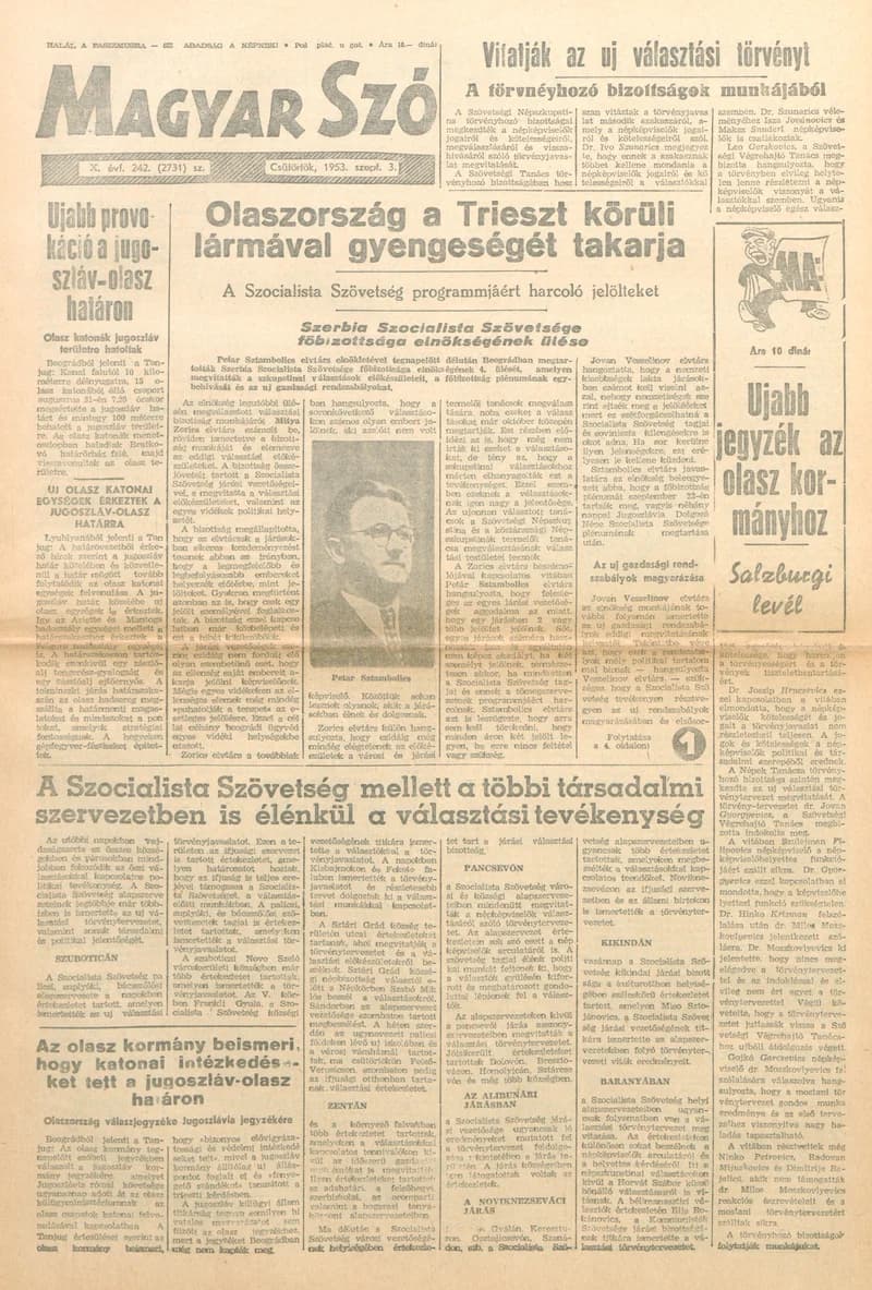 Magyar Szó, 10. évf. 1953. szeptember 3. 242. sz. 1–8. oldal
