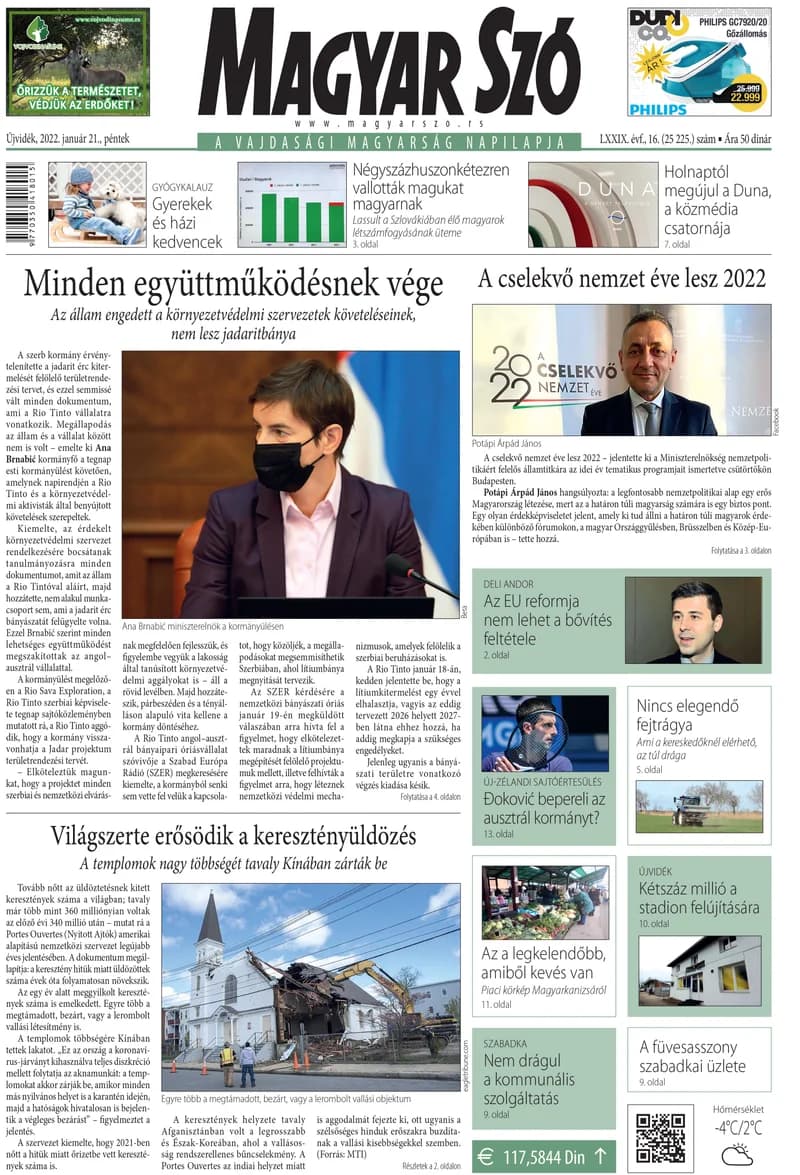 Magyar Szó, 79. évf. 2022. január 21. 16. sz. 1–16. oldal