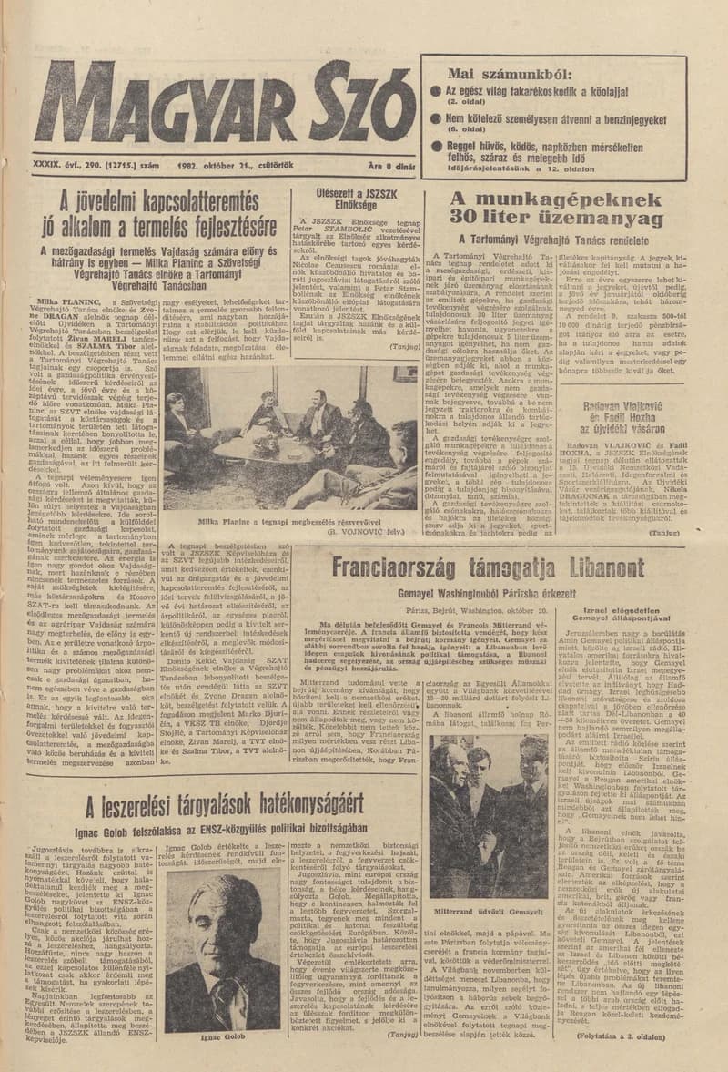 Magyar Szó, 39. évf. 1982. október 21. 290. sz. 1–24. oldal